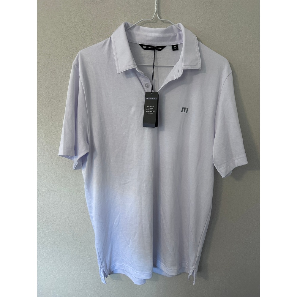 TravisMathew Mens Polo Shirt M White The Zinna Golf Short Sleeve 1MM211